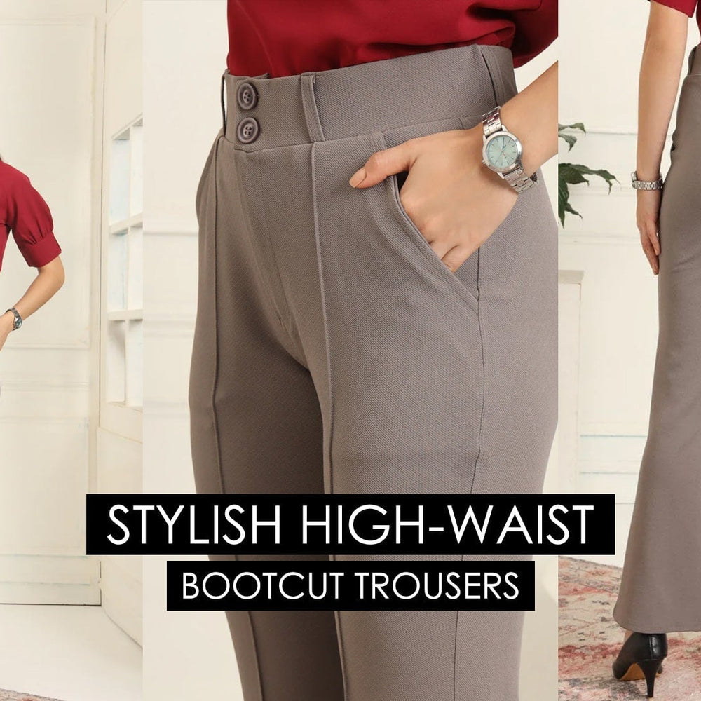 Stylish High-Waist Bootcut Trousers for Women