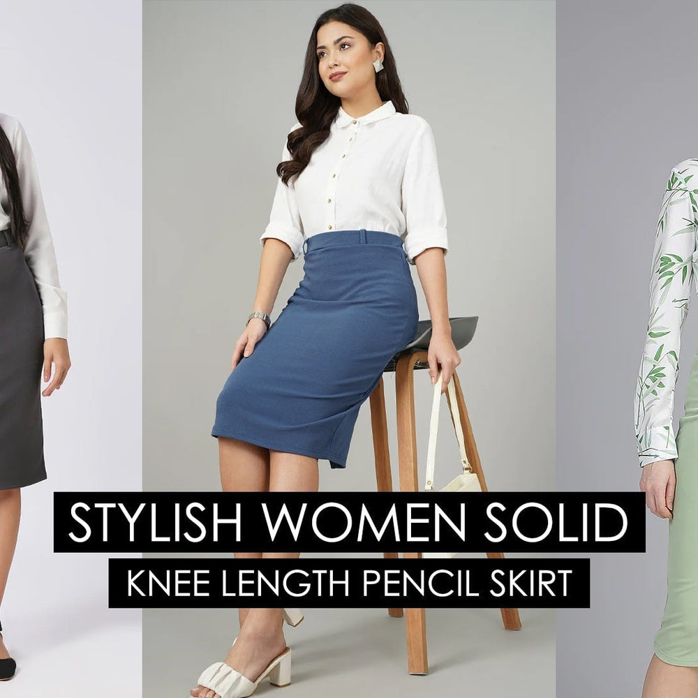 Stylish Women Solid Knee Length Pencil Skirt