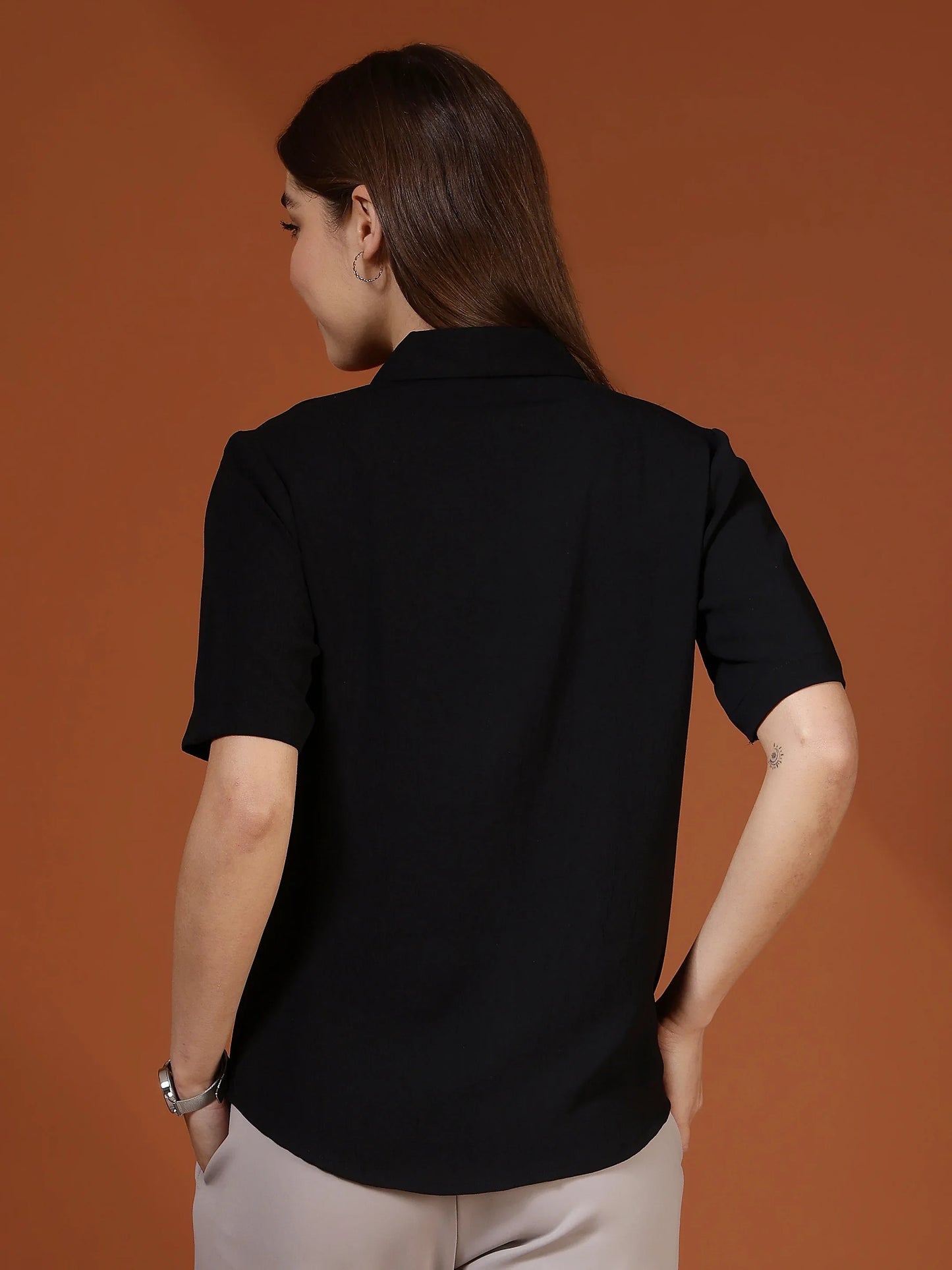 Women Formal Tailored Button-Down Shirt - Fithub Fashion