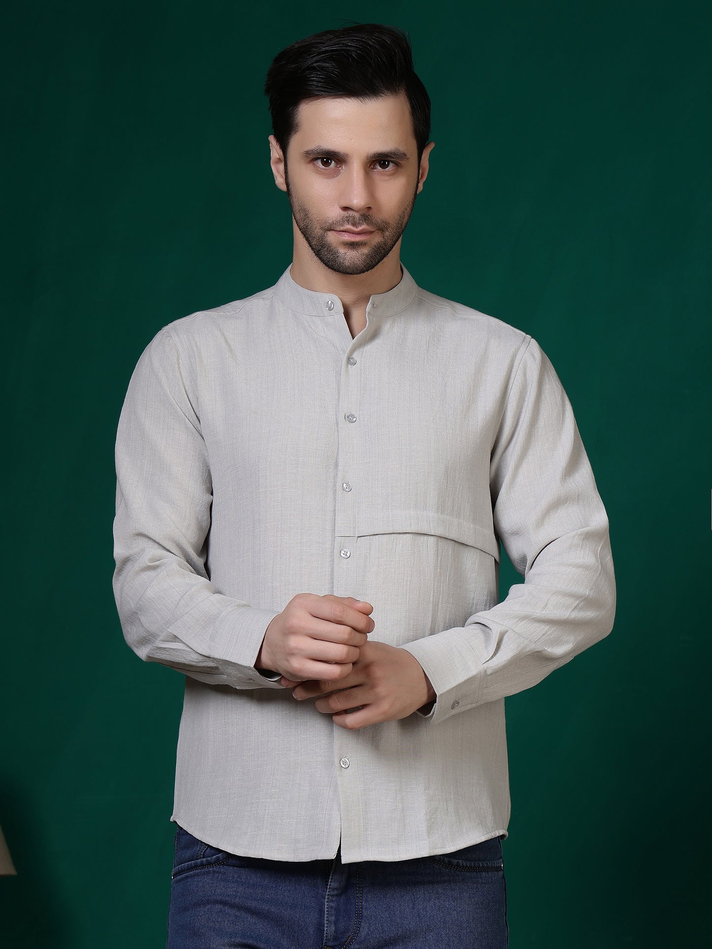 Fithub Fashion men's casual shirt in soft fabric with a classic collar and button-down front, displayed flat on a neutral background.