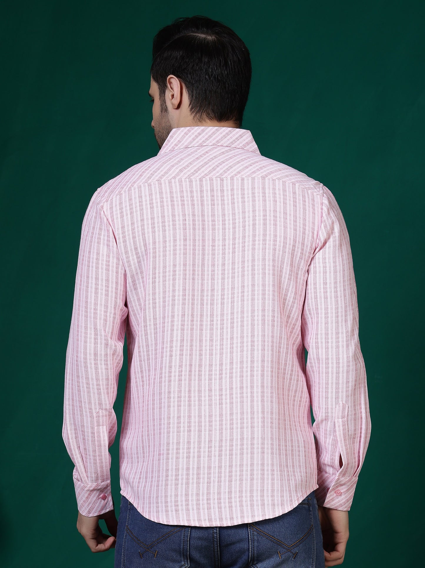 Fithub Fashion men's casual shirt in light blue with a button-down collar, displayed on a hanger.