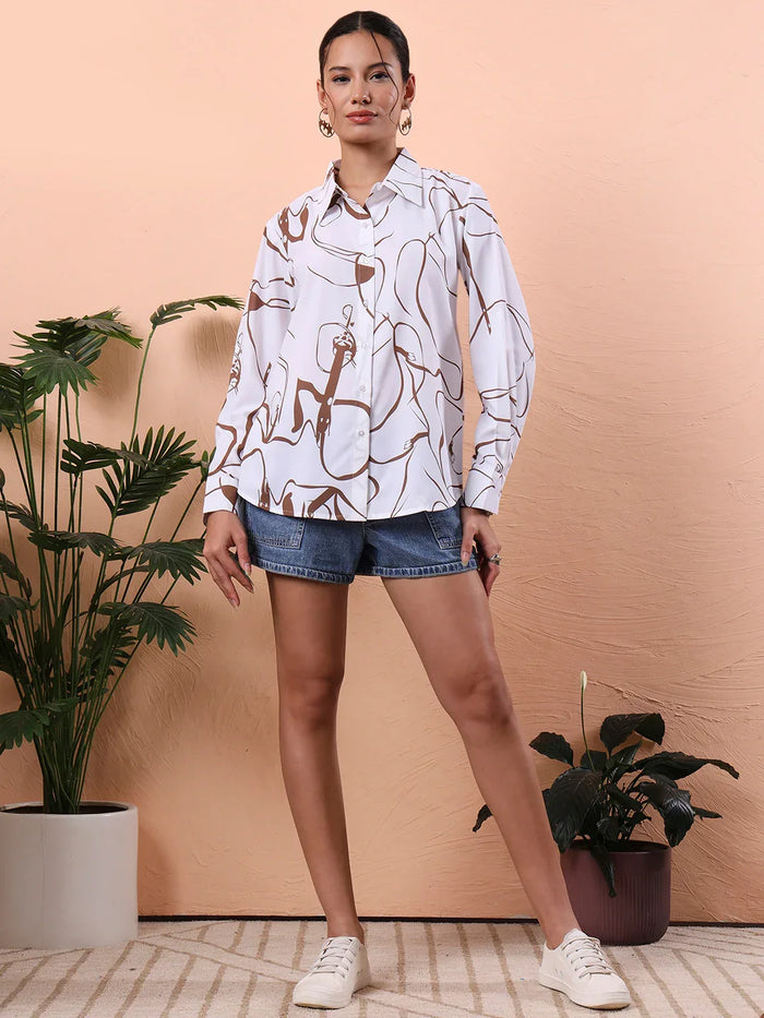Flex Fit Oversized Relaxed Opaque Printed Casual Shirt - Fithub Fashion