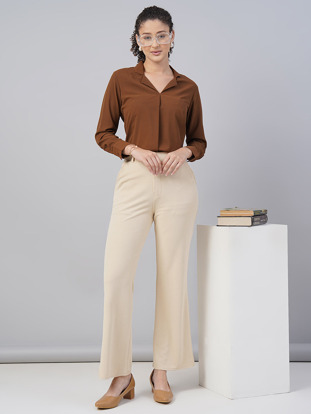 Office Wear Formal Pants And Tops Chocolate Brown Formal Pants For