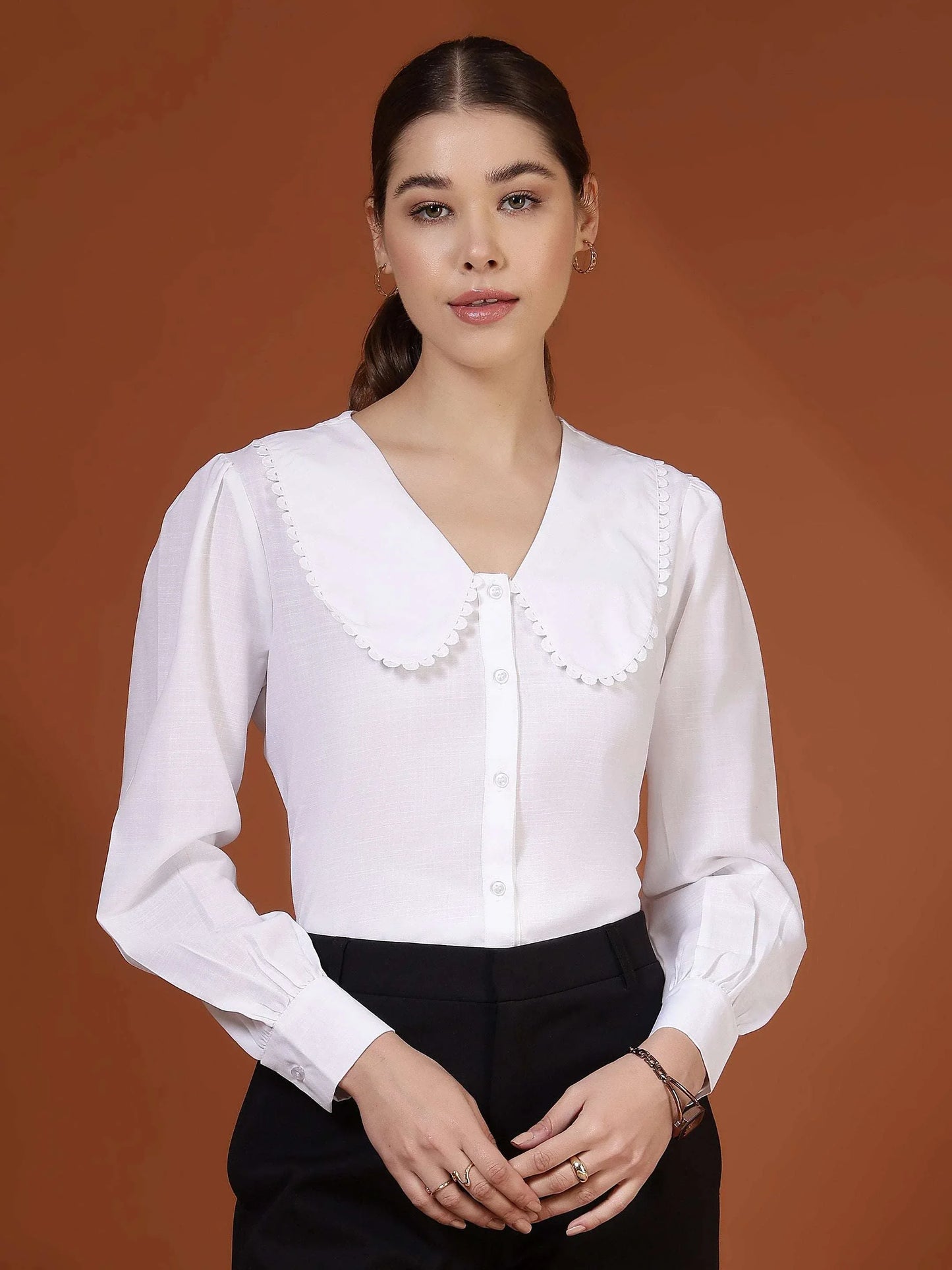 Women Elegant Collar Button-Down Shirt - Fithub Fashion
