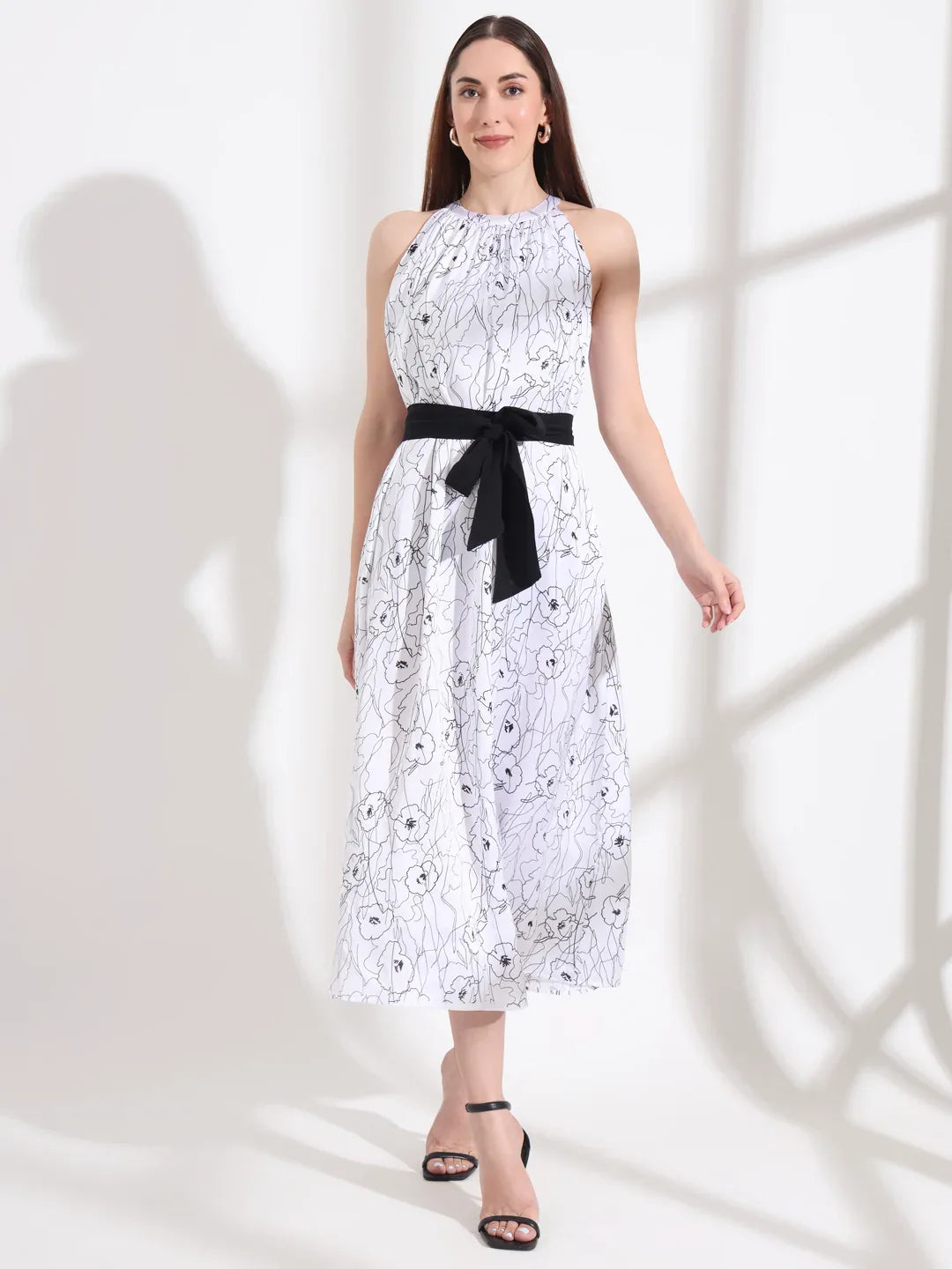 Floral Print Overlay Sleeveless Dress - Fithub Fashion
