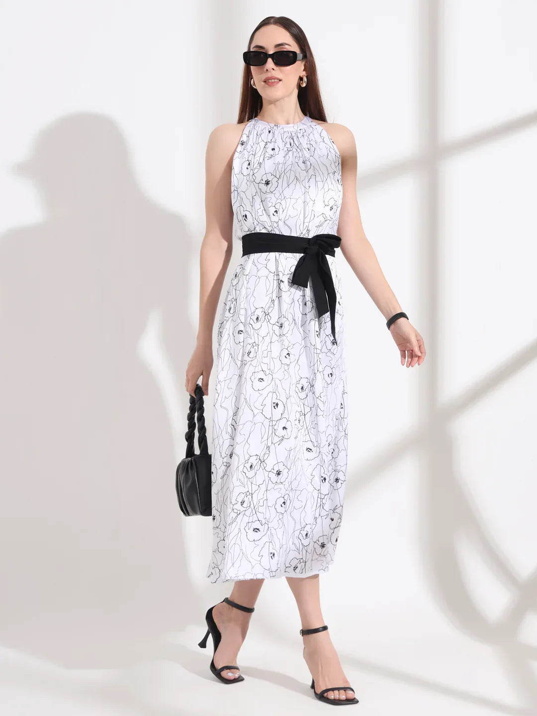 Floral Print Overlay Sleeveless Dress - Fithub Fashion