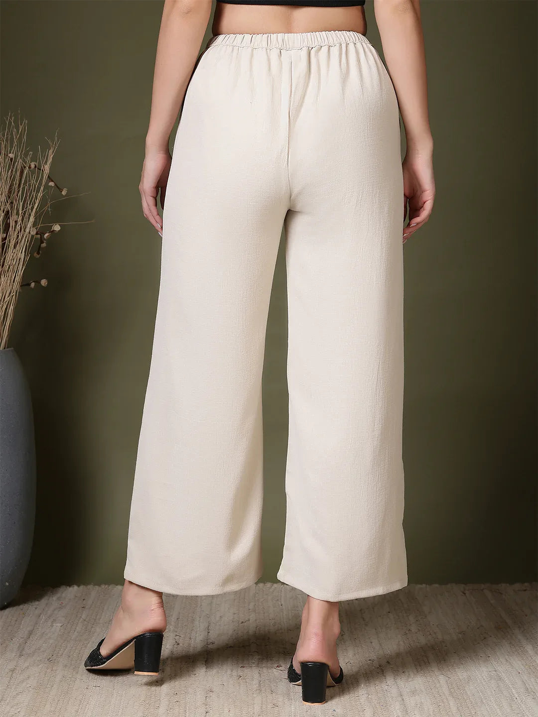 Women’s Solid Wide Leg Palazzo Pants - Fithub Fashion