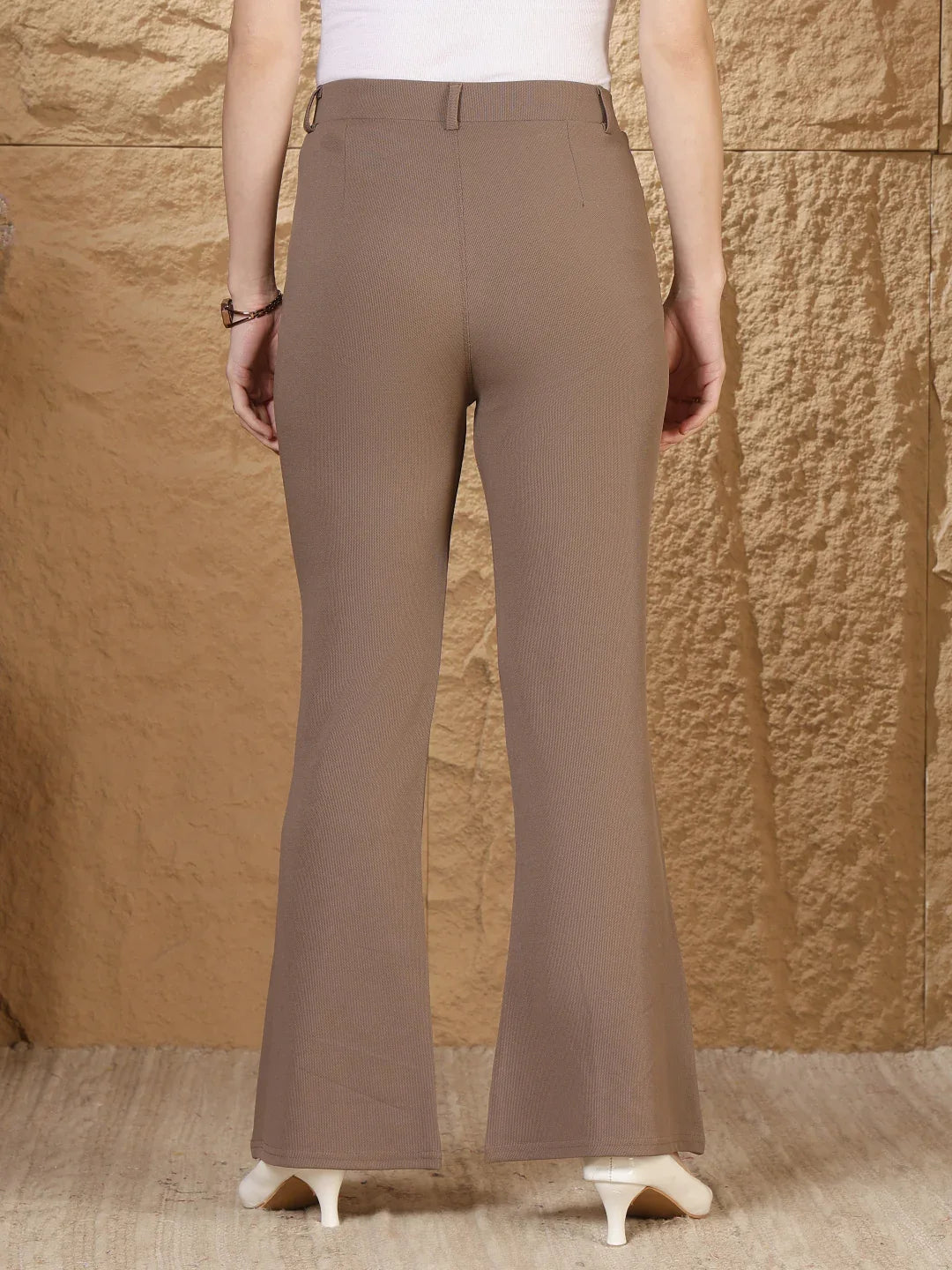 Women High-Rise Bootcut Formal Office Trousers - Fithub Fashion