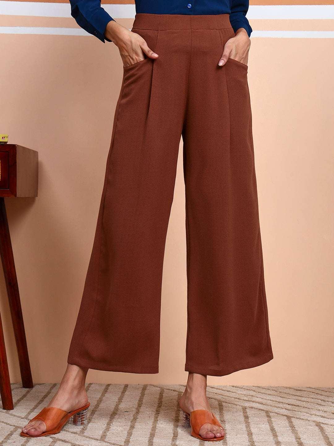 Women’s High Waist Wide Leg Formal Trousers - Fithub Fashion