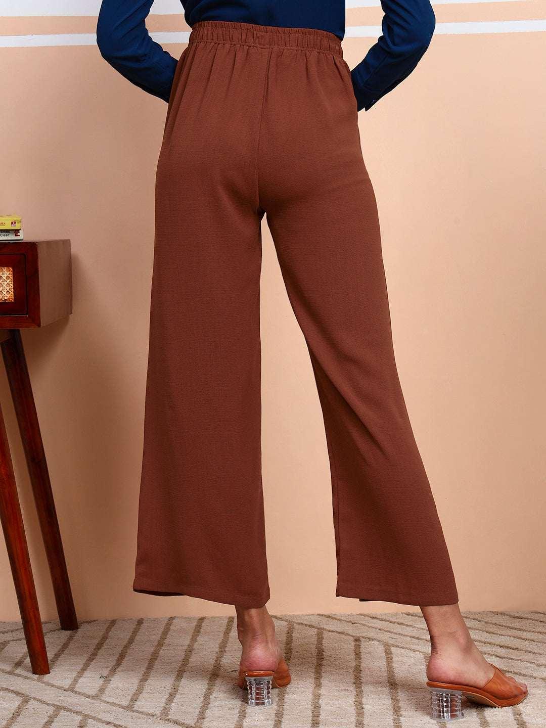 Women’s High Waist Wide Leg Formal Trousers - Fithub Fashion