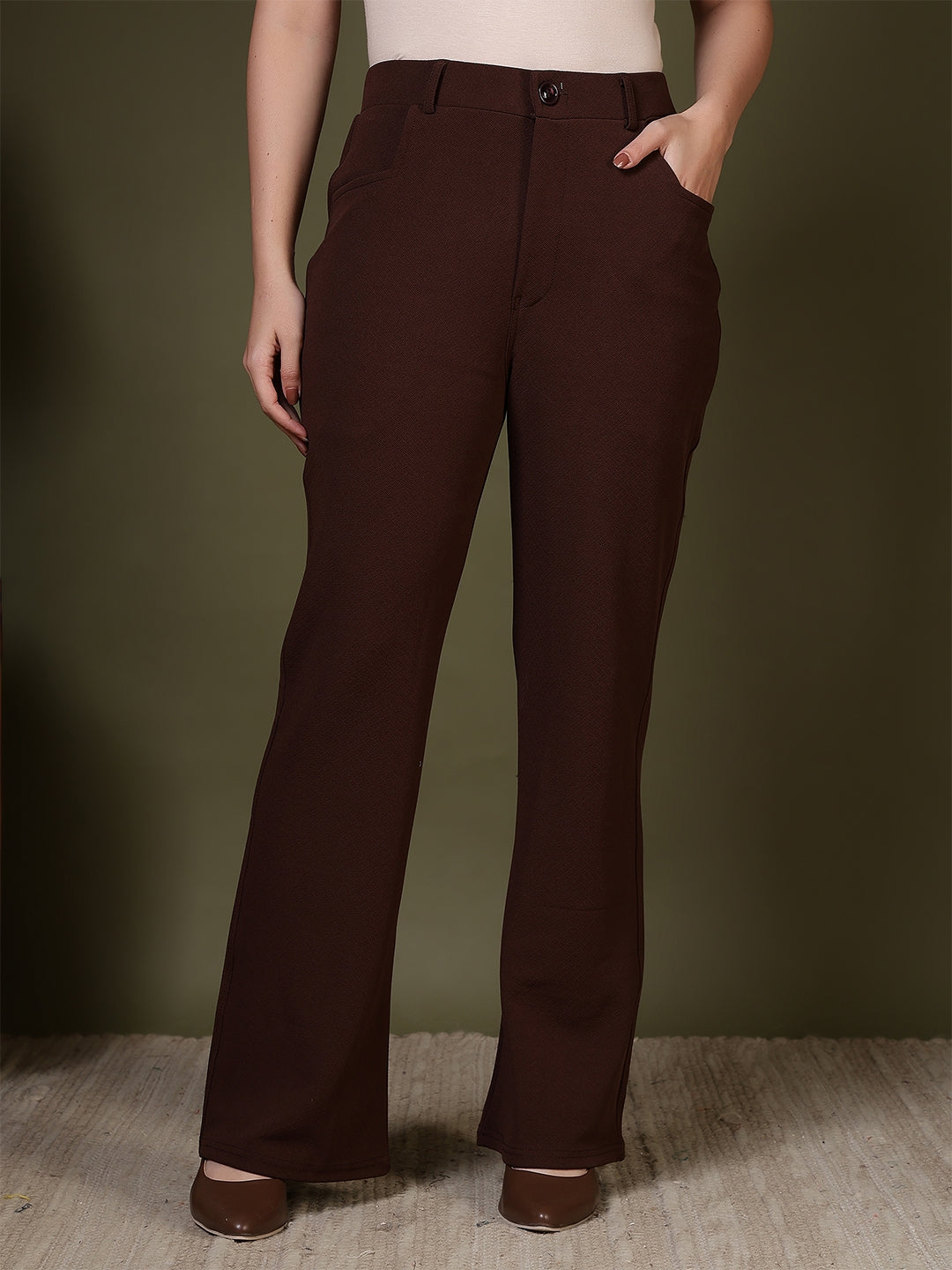 Fithub Fashion women's relaxed regular fit formal trousers, tailored trouser with a sleek, professional look and classic design.