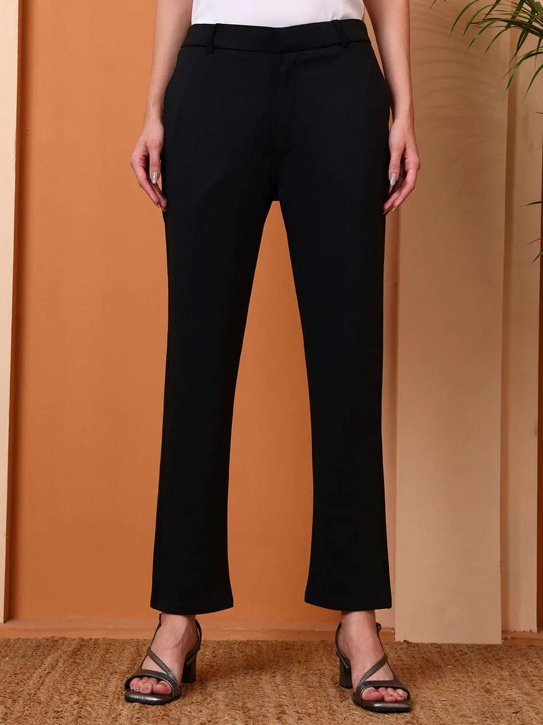Women’s High-Waist Ankle-Length Trousers - Fithub Fashion