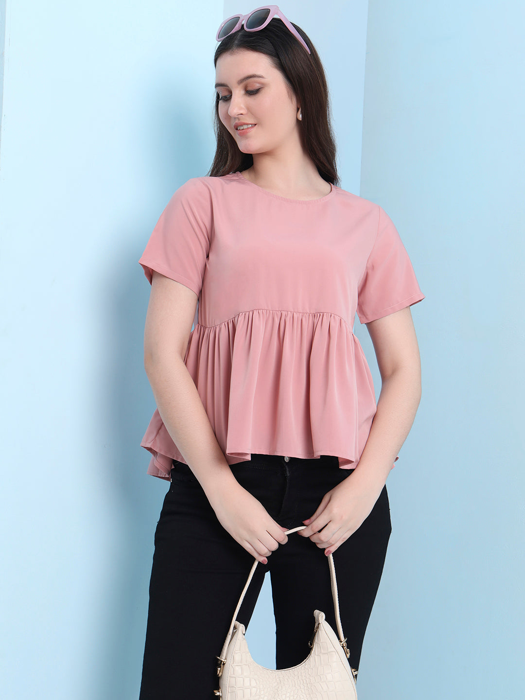 Casual Raglan Sleeves Solid Women Top