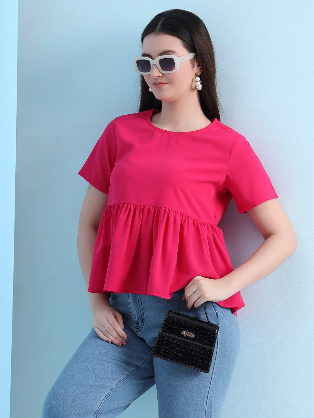 Casual Raglan Sleeves Solid Women Top