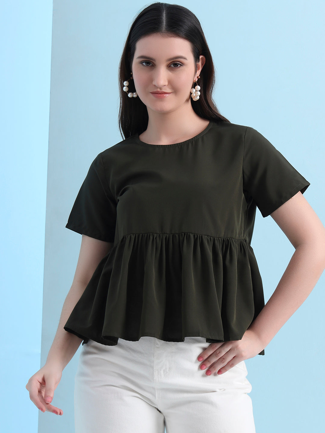 Casual Raglan Sleeves Solid Women Top