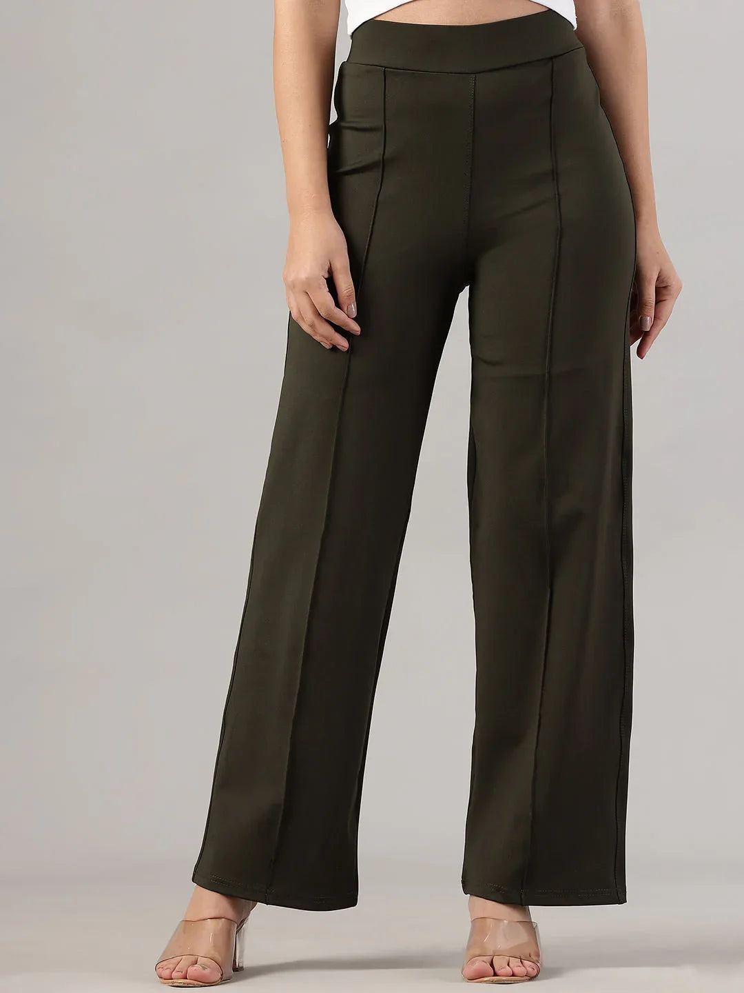 Loose Fit High-Rise Wrinkle Free Trousers - Fithub Fashion